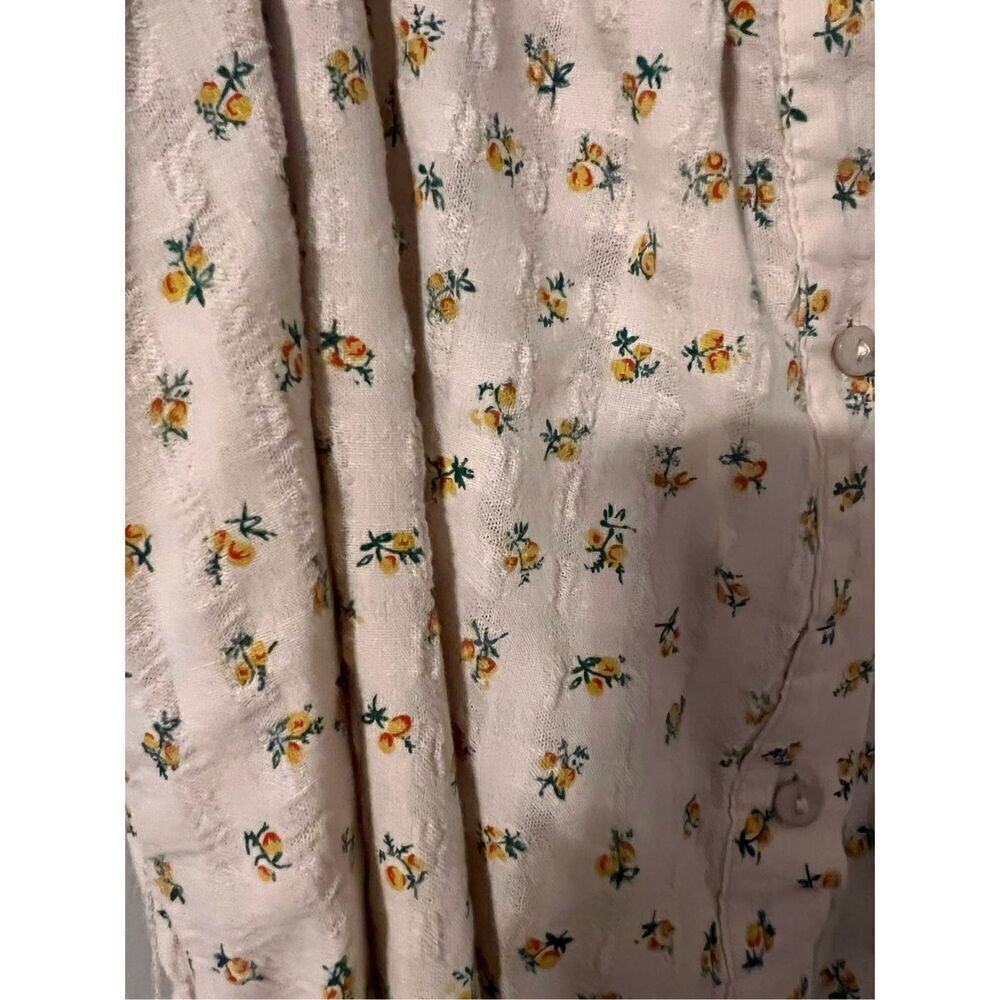 English Factory S Puff Sleeve Midi Dress Yellow Microfloral Cottagecore Milkmaid - Picture 8 of 14